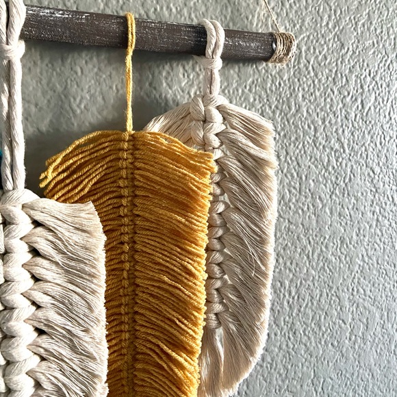 Boho Macrame Feather Wall Decor - Picture 3 of 5